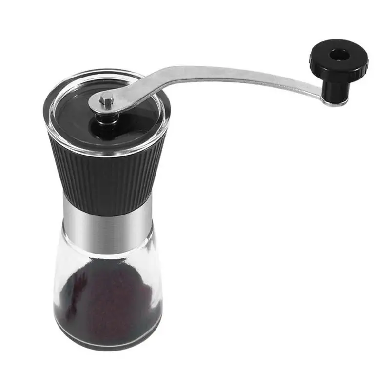 

Portable Coffee Grinder Glass Burr Coffee Hand Grinder Mini Coffee Bean Mill With Stainless Steel Handle For Home Traveling