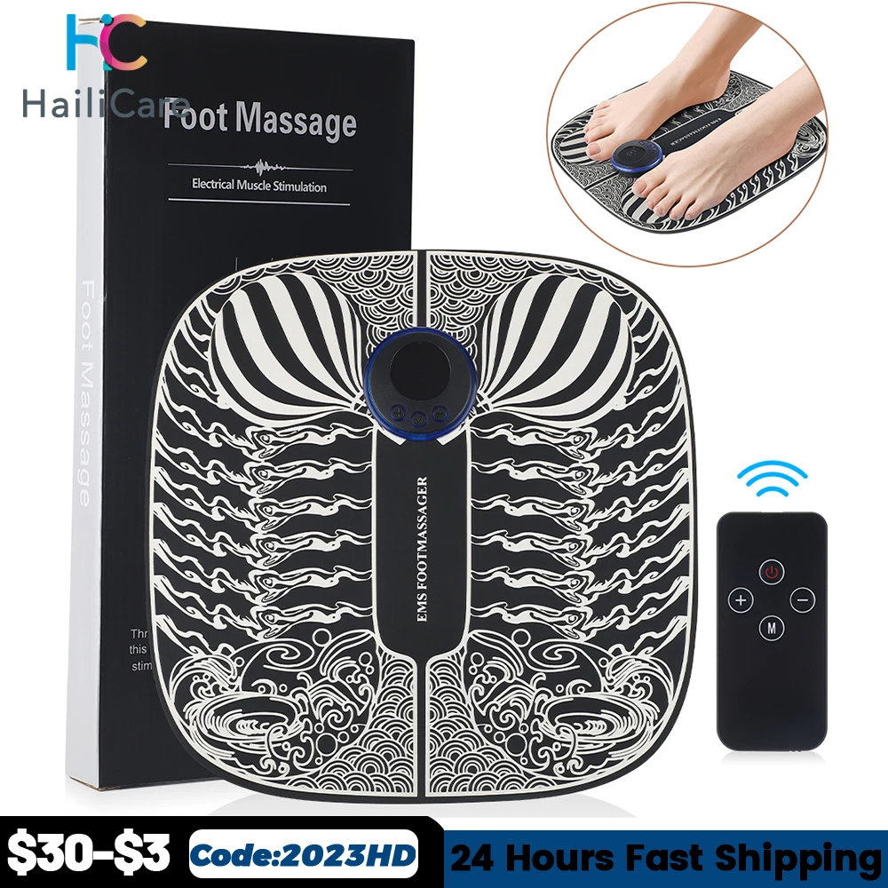 

EMS Electric Foot Massager Pad Muscle Stimulator LCD Mat TENS Pulse Acupuncture Physiotherapy Pain Relieve Blood Circulation