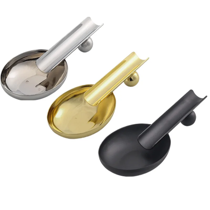 

Stainless Steel Spoon-Type Cigar Ashtray Portable Metal European Cigars Tools Cuban Cigarette Accessories Tobacco Shelf Support