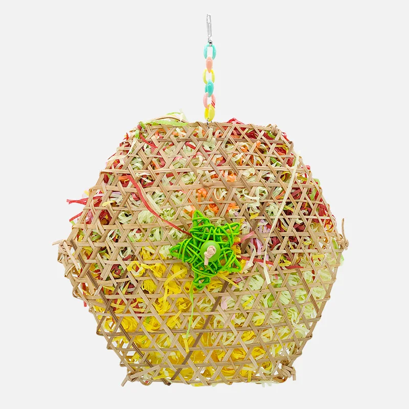 

Parrot Toys Peony Climbing Bird Nest Drawing Grass and Bamboo Woven Tiger Skin Xuanfeng Bite Note Piece Decompression Grass Cake