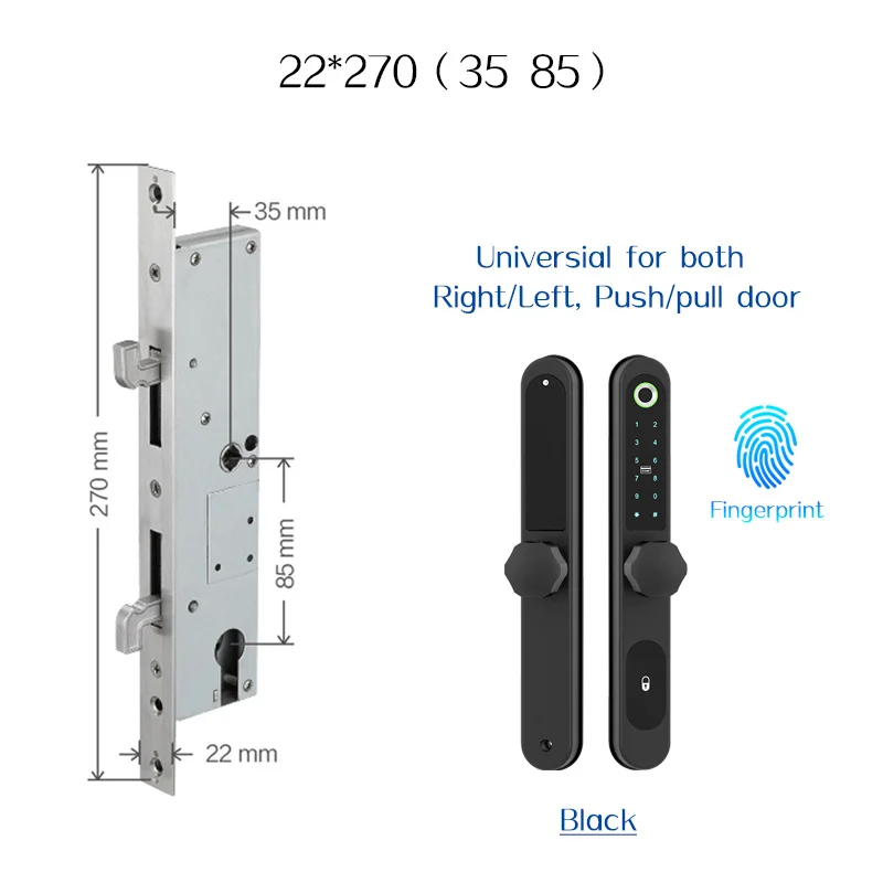 Door lock with fingerprint, waterproof, smart, for glass door with aluminum, biometric, with encoder card enlarge
