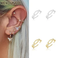 keyounuo gold silver filled clip earrings for women fashion simple fake piercing zircon circle ear clips jewelry wholesale