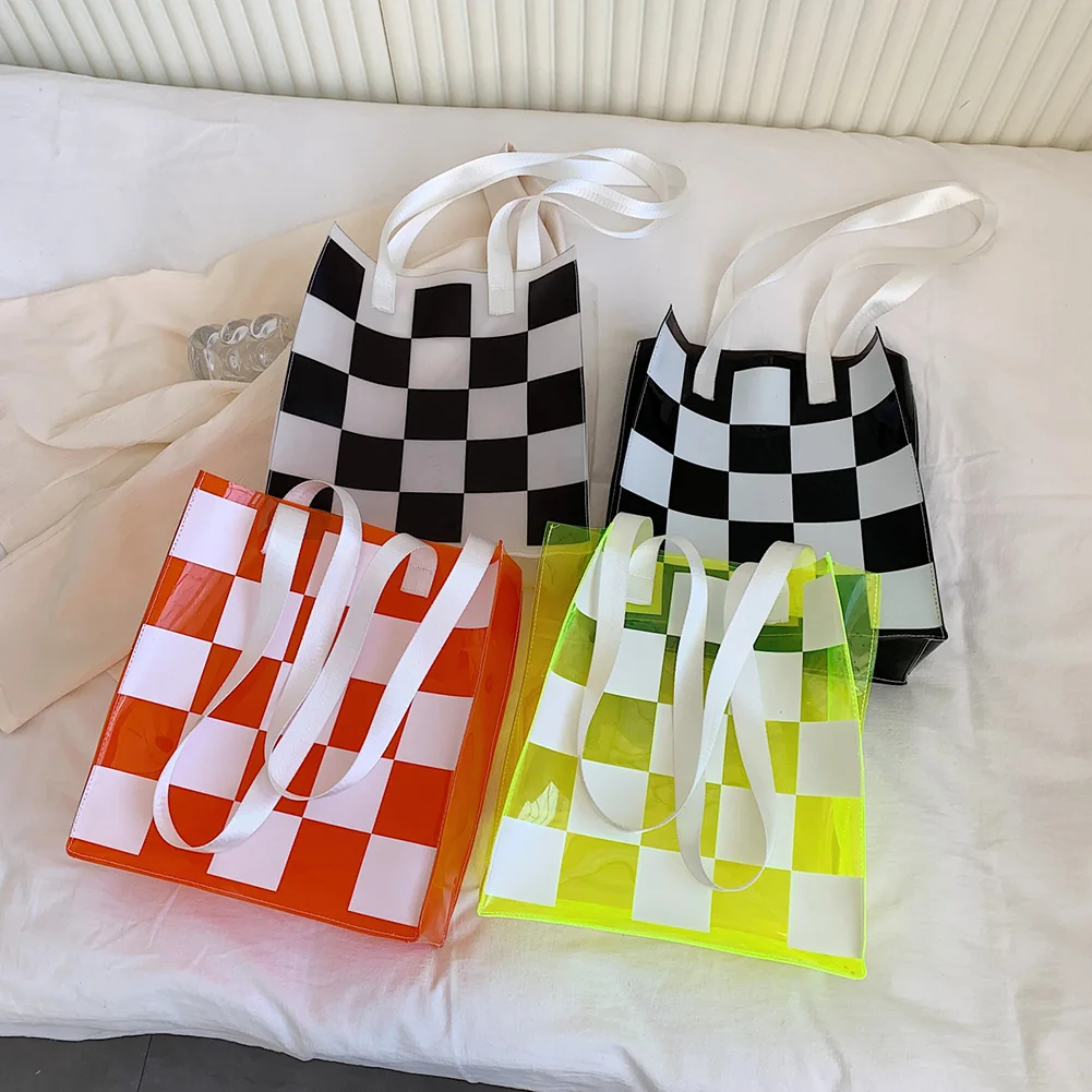 

Fashion Women Transparent Composite Bags Shoulder Shopping Tote Bag Pure Color Pouch Purse Casual Ladies Large Capacity Handbags