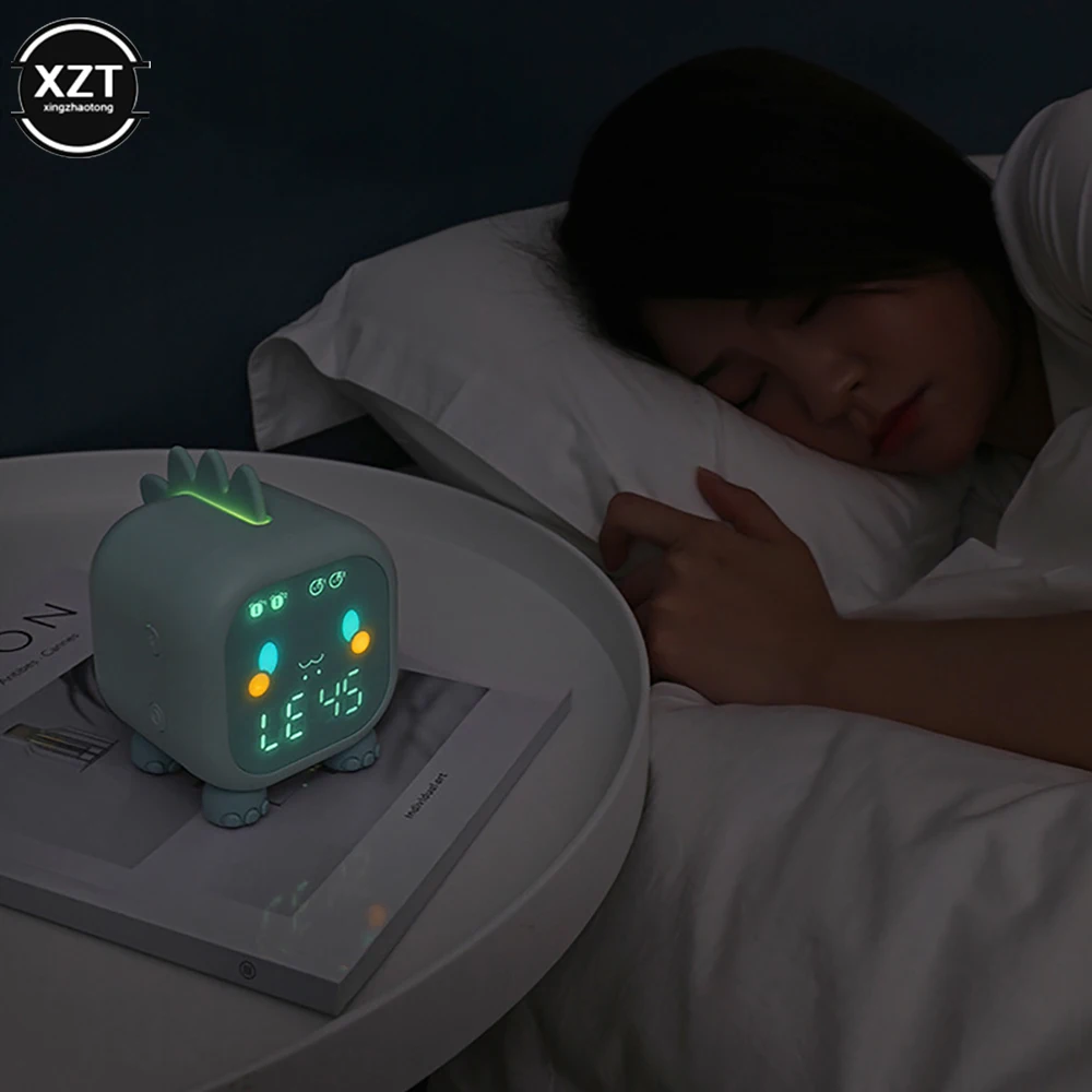 Funny Cute Alarm Clock For Children Dinosaur Digital Alarm Clock Night Light Bedside Desktop Kids Sleep Trainier Wake Up Clock images - 6
