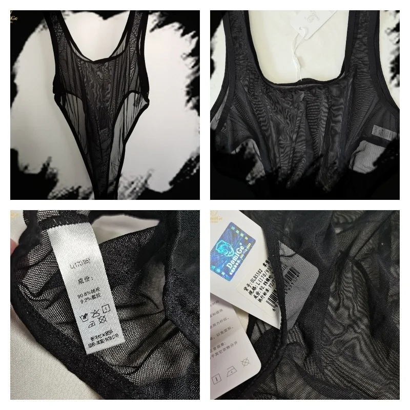 Sexy Men One-piece Bodysuit Sheer Mesh Transparent Lingerie High Cut Thong Leotard Jumpsuit Tank Wrestling Singlet Bodysuit