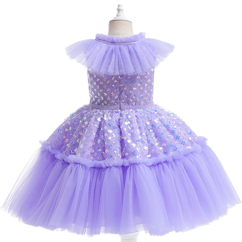 

Кружевное платье с блестками и цветочным рисунком для девочек, на свадьбу, день рождения, детская одежда-пачка, детское платье, платья принц...