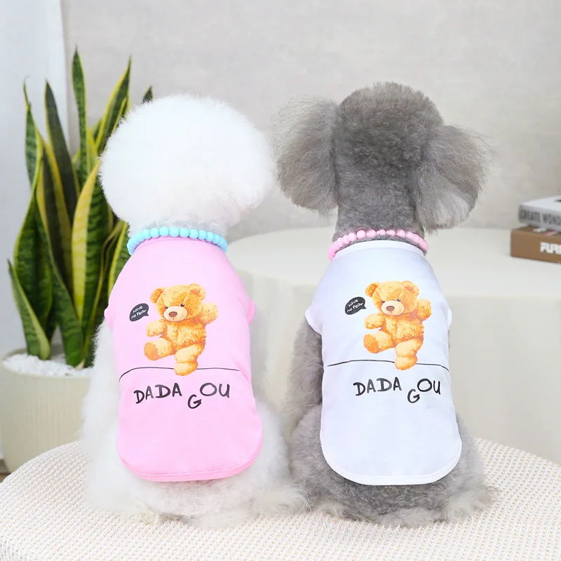 

Pet Clothing Spring and Summer Dog Vest Bear Print T-Shirts