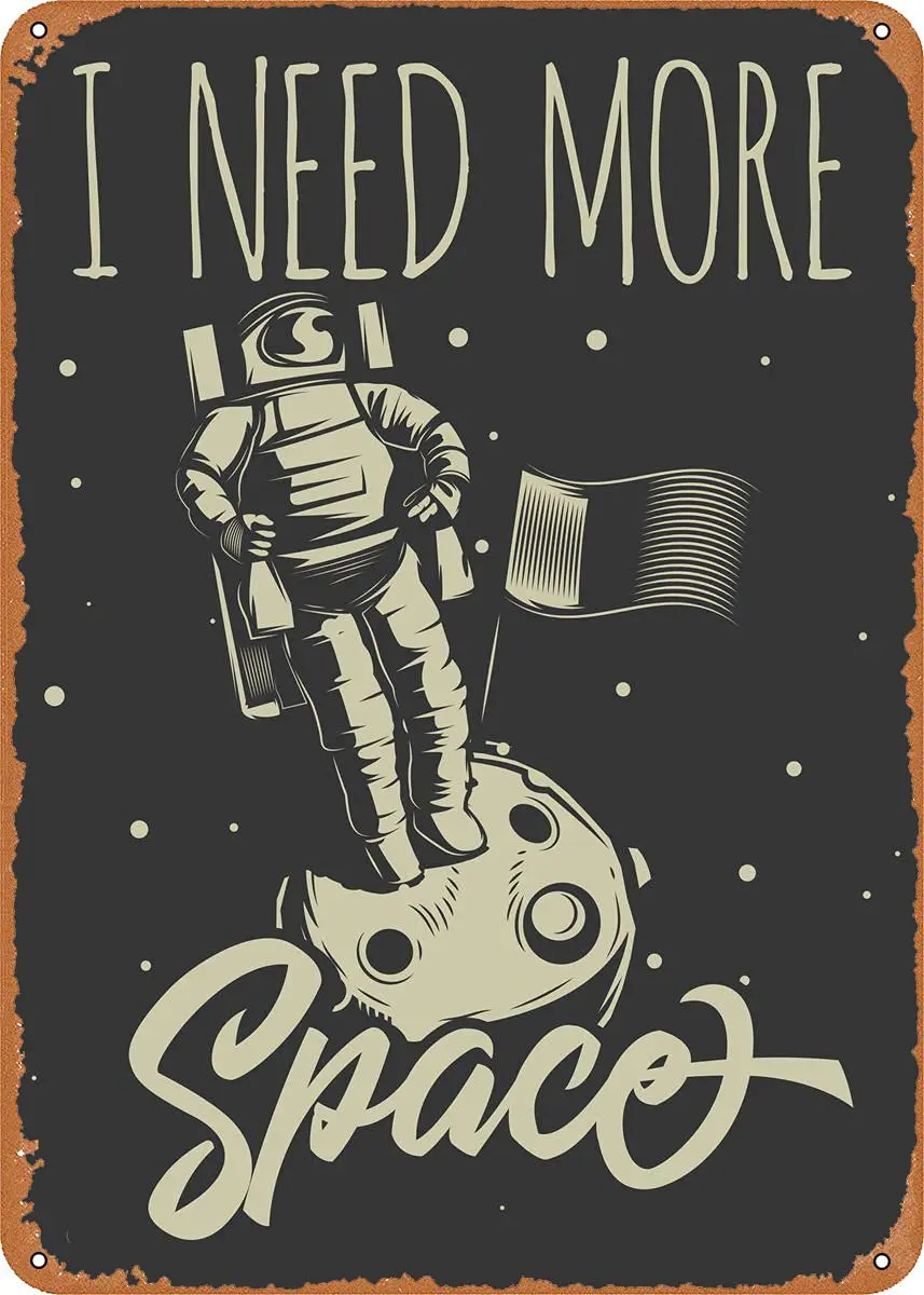 

Astronaut and Space 5 Metal Tin Sign Retro Wall Decor Vintage Art Print Poste Great Gift for Space Fans 8 x 12 inch