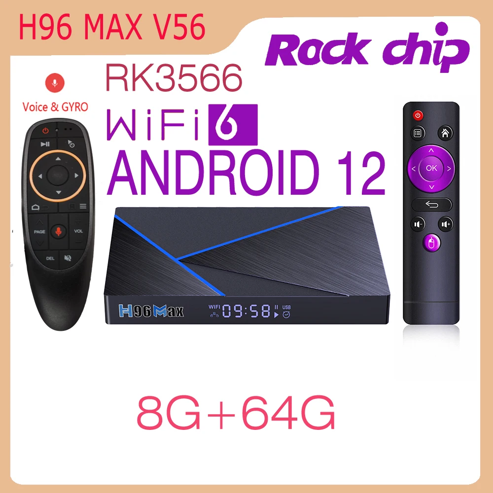 

Приставка Смарт-ТВ H96 MAX V56, процессор Rockchip RK3566, на базе Android 1000, четырехъядерный процессор, 8K, 2 ГБ, 4 ГБ, 8 ГБ, 32 ГБ, 64 ГБ, 2,4 Мбит, локальная сеть G