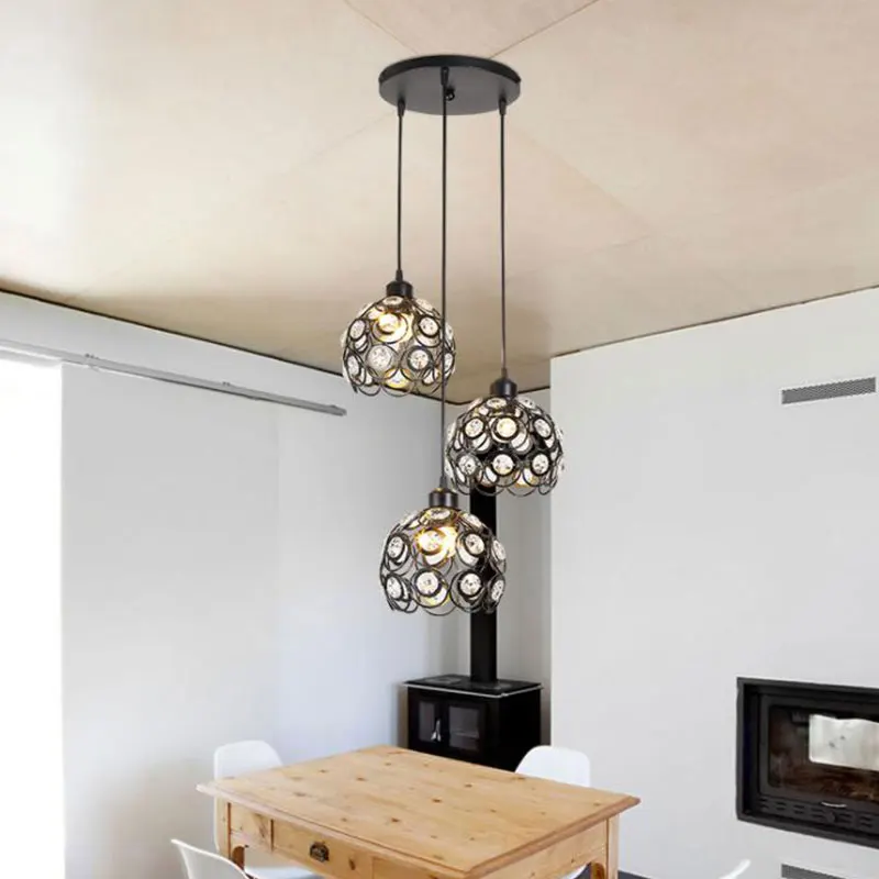 

three head led Dining Table Pendant light modern Art Hemispherical Decor Hanging Lamp For Barber Shop Light