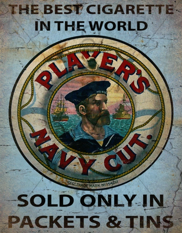 

"Player's Navy Cut Tobacco Rustic Cigarettes Retro Metal Tin Sign Plaque Poster Wall Decor Art Shabby Chic Gift