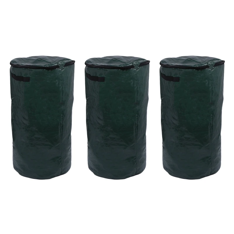 

3X Organic Waste Kitchen Garden Yard Compost Bag Environmental PE Cloth Planter Kitchen Waste Disposal Compost Bag-L