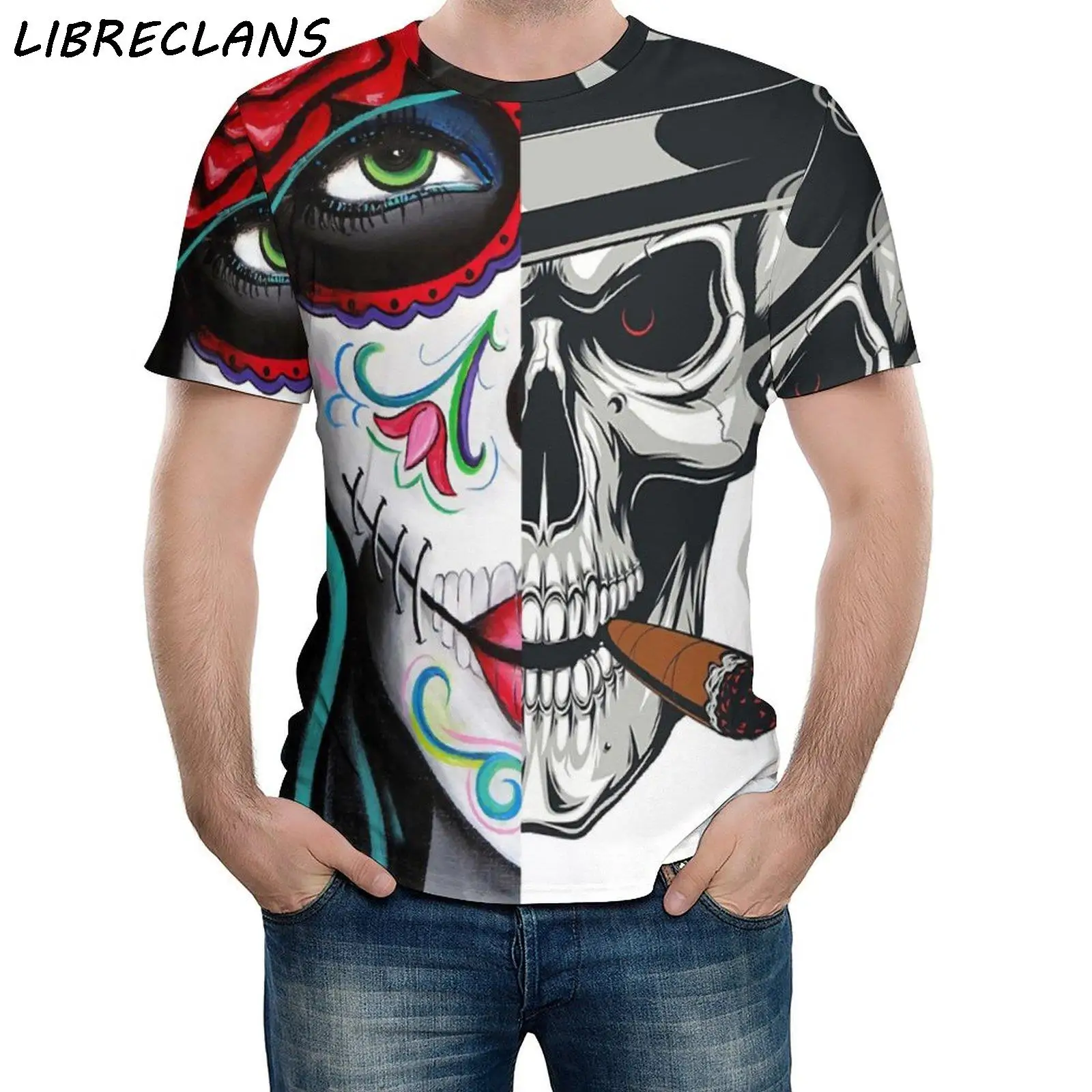 

LIBRECLANS Vintage T Shirt For Men 3d Oil Print Short Sleeve Tops Street Crew Neck Men's T-shirts Tee Shirt Man Clothing