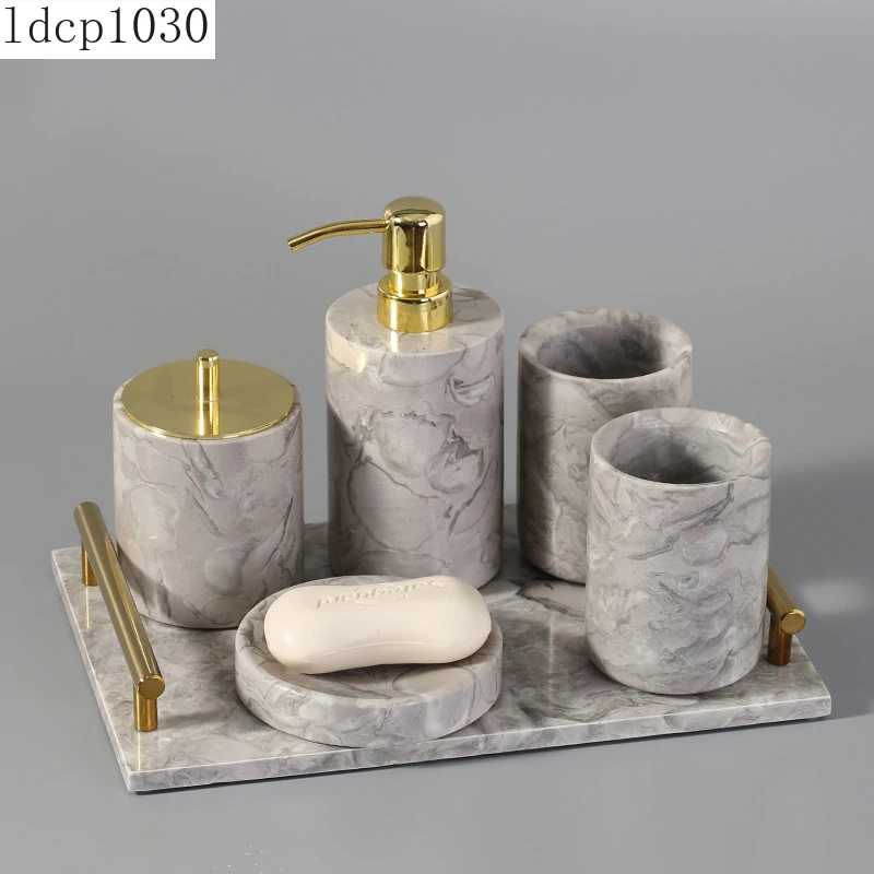 

Nordic Marble Bathroom Supplies Toothbrush Holder Lotion Bottle Soap Dish Tissue Box Household Bathroom Decoration Accessories