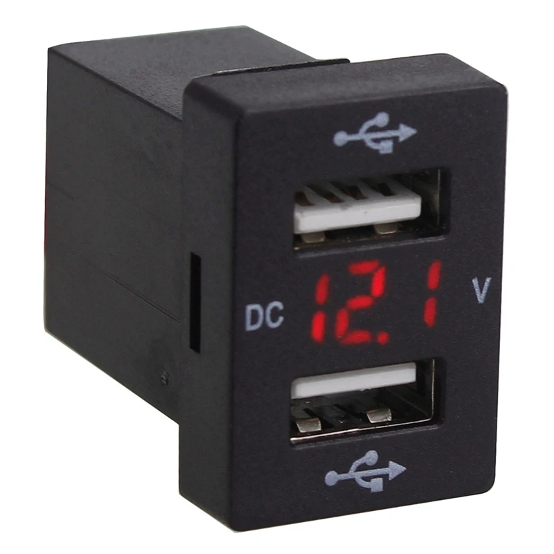 

4X 12V Car Charger With Fuse For Toyota 5V 4.2A Car Charging Socket Charger For Phone LED Display Meter Voltmeter (Red)