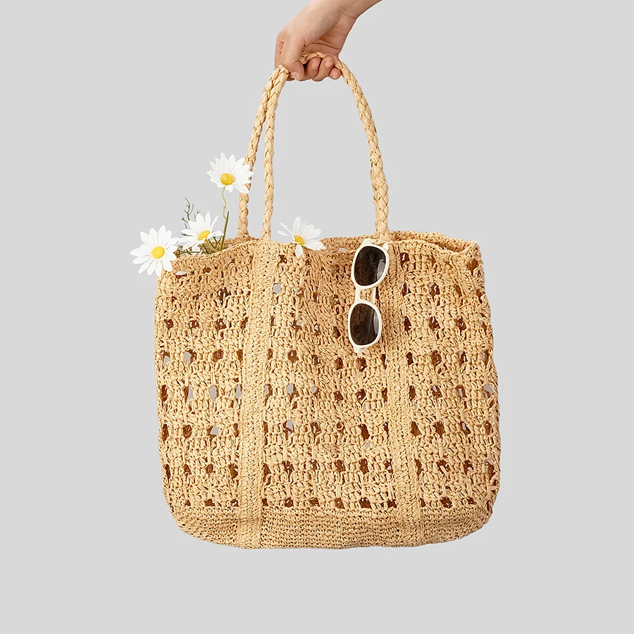 Купи Hollow Out Straw Weaving Handbag for Women Handmade Basket Bags Beach Tote Female Summer Casual Shoulder Bag Fashion Purses Ins за 1,007 рублей в магазине AliExpress