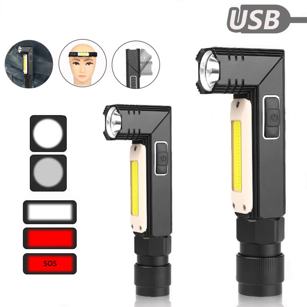Portable 5 Modes Led Flashlight Handfree 90 Degree Twist Rotary Clip Waterproof Magnet Mini Lighting LED Corner Lamp Outdoor |