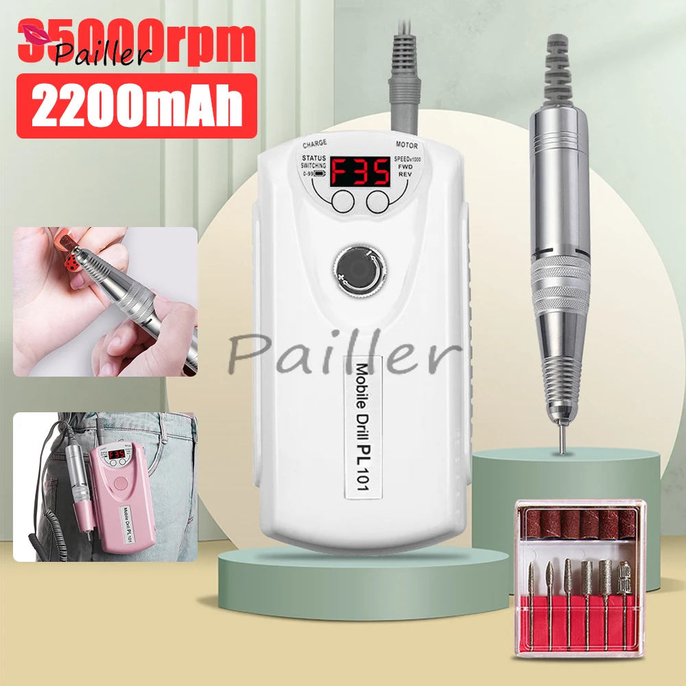 

1Set 35000RPM Portable Nail Drill Machine LCD Display Rechargeable Nail Master For Manicure Portable Nail Drill Milling Machine
