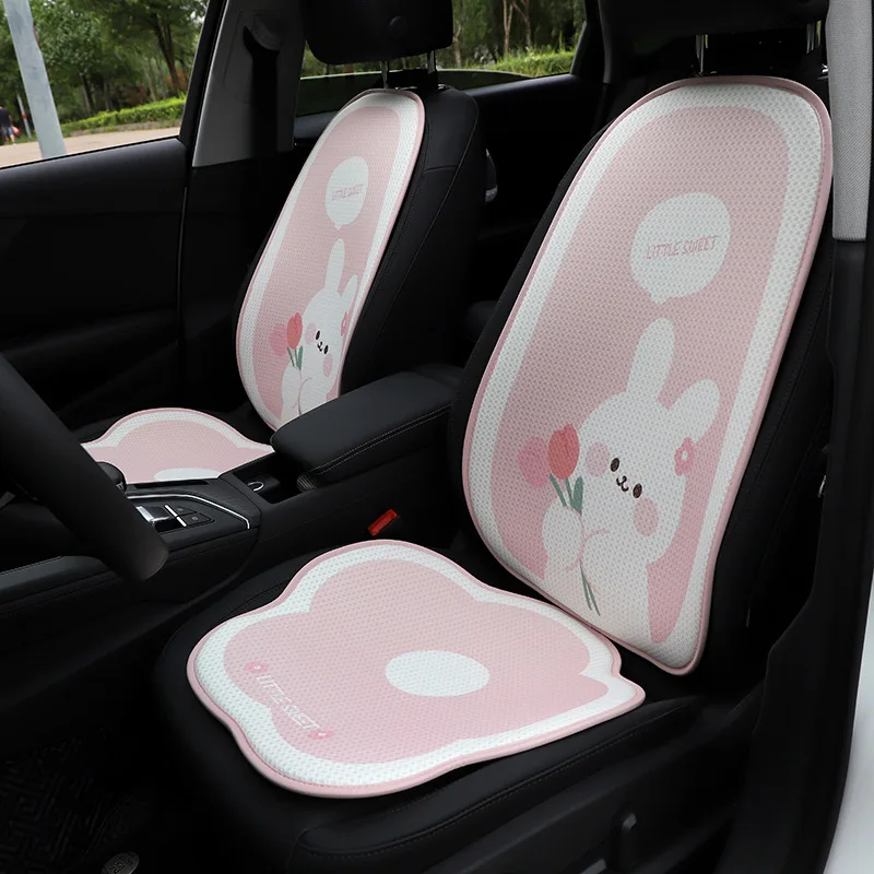 

Cartoon Cute Car Seat Cover Breathable Ice Silk Four Seasons Car Seat Cushion Protector Pad Mat Dust Proof Interior Accessories