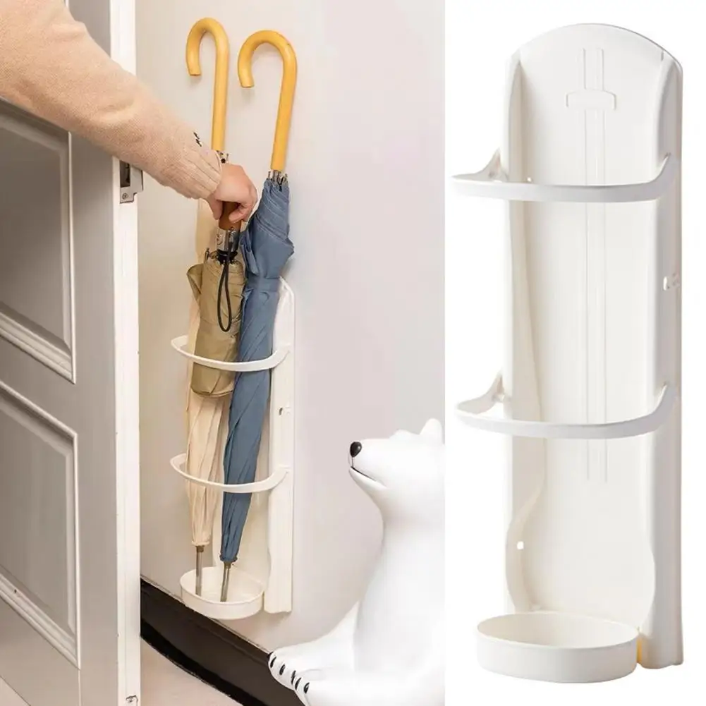 

Umbrella Holder with Removable Drainboard Universal Wall Mount Umbrella Stand Adjustable Detachable Modern Organizer for Long