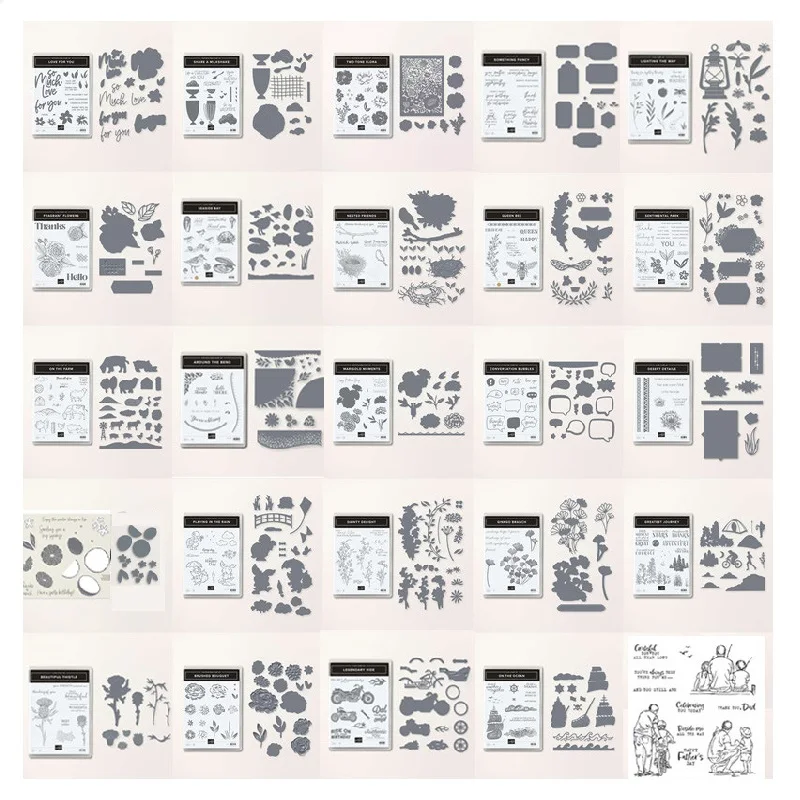 

29 Styles New Mini Catalogue Clear Stamps And Metal Cutting Dies For DIY Making Greeting Card Embossing Die Scrapbooking Decor