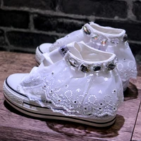 2022 luxury brand womens high heels canvas fashion classic lace wedding shoes handmade specail wedding shoes shiny diamond