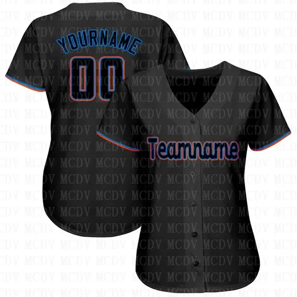 

Custom Black Powder Blue-Orange Baseball Jersey Personlized Football Short Sleeves Athletic Tee Shirts Unisex Top