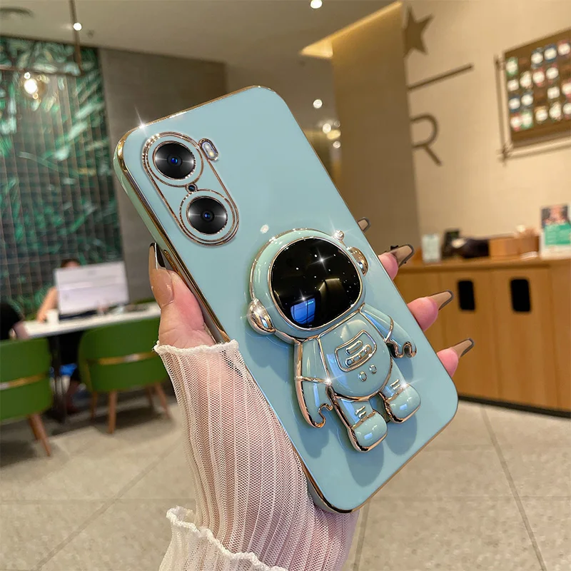

Astronaut Plating Stand Holder Phone Case For Huawei Nova 3e 3i 4e 5i 7i 8i 9 Mate 20 Honor 10 Lite 20 30i 50 9X Pro Soft Cover