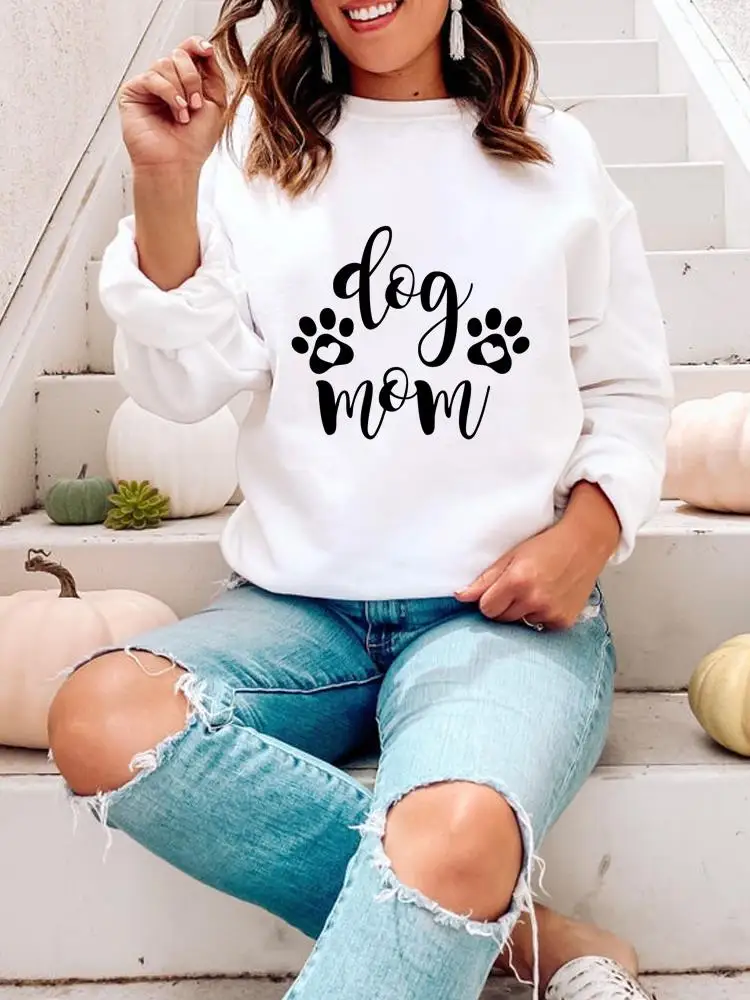 

Autumn Fashion Dog Paw Love Trend Cute Spring Pullovers Fall Season Graphic Sweatshirts Print Casual Female Women Clothing