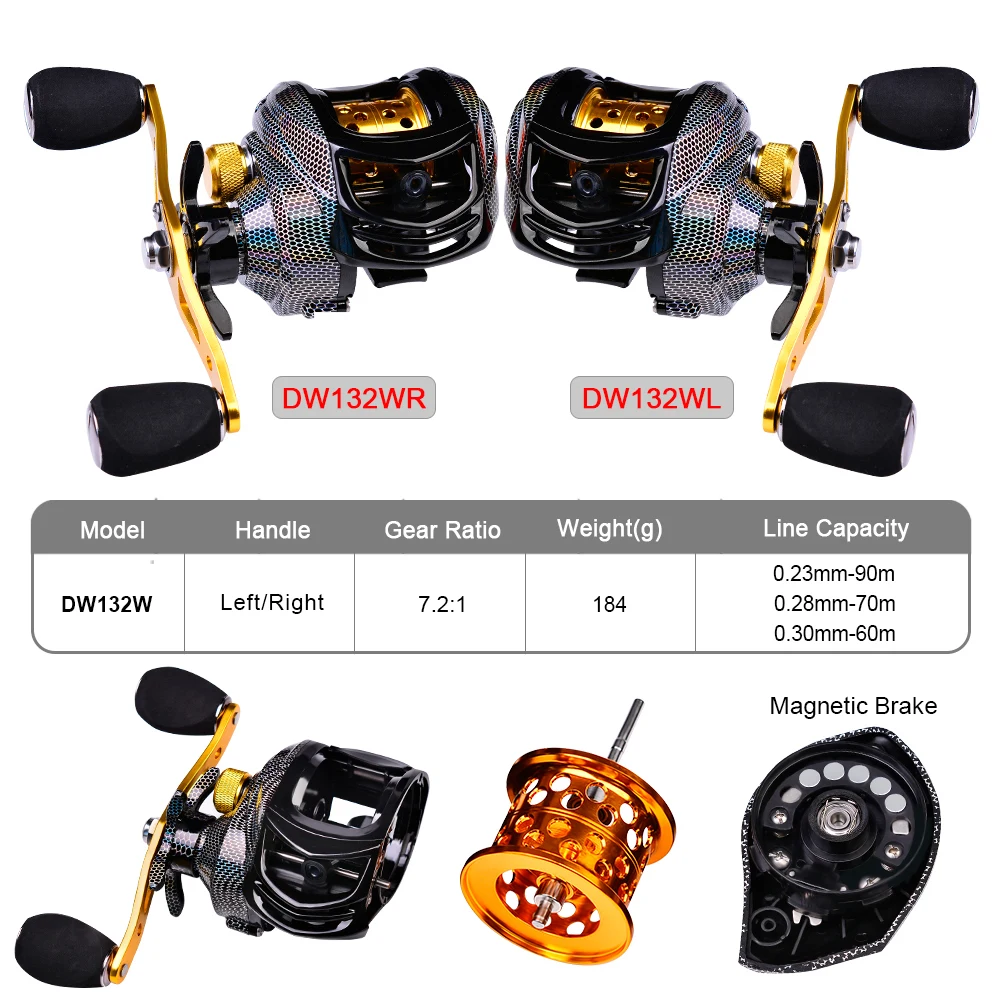 PROBEROS Baitcasting Reel 10KG Max Drag 18+1 Ball Bearings 7.2:1 High Speed Casting Carbon Fiber Right And Left Fishing Wheel