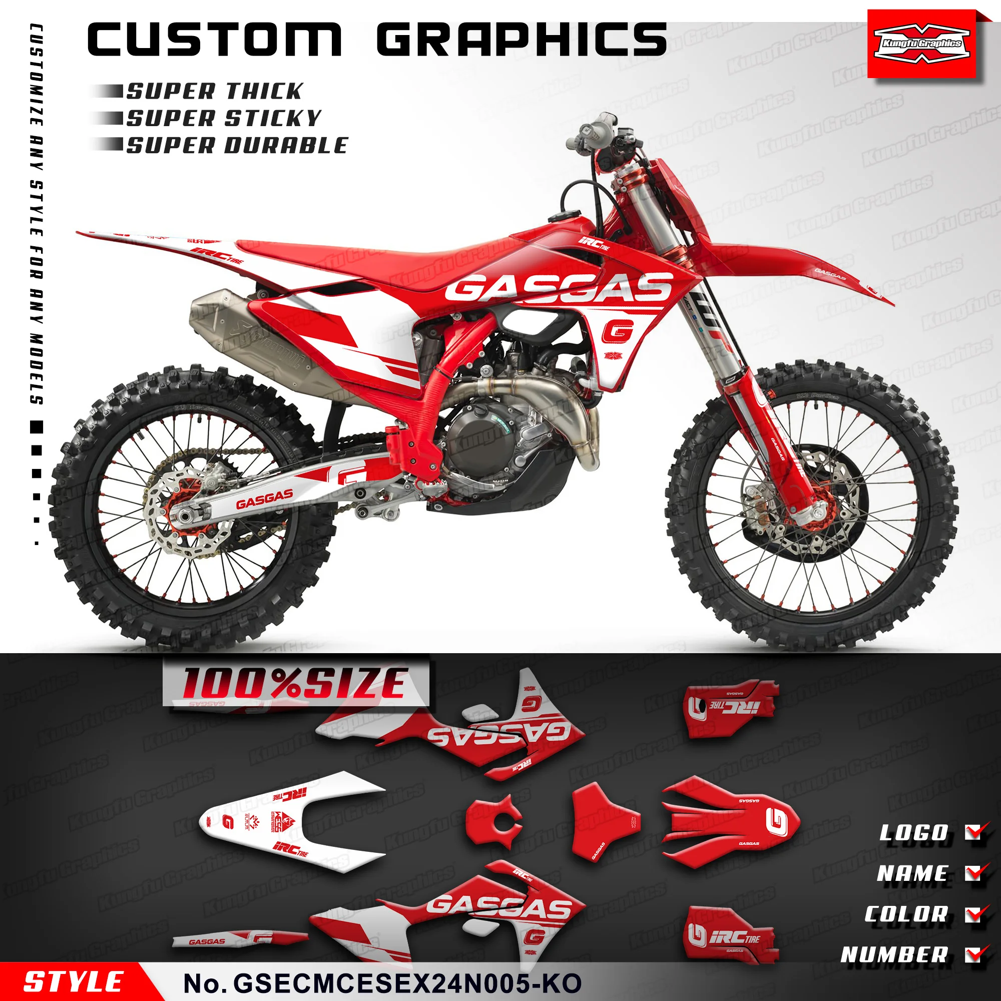 Полный комплект виниловых наклеек KUNGFU GRAPHICS для EC EX MC ES 125 250 300 250F 300F 350F 450F 500F 2024