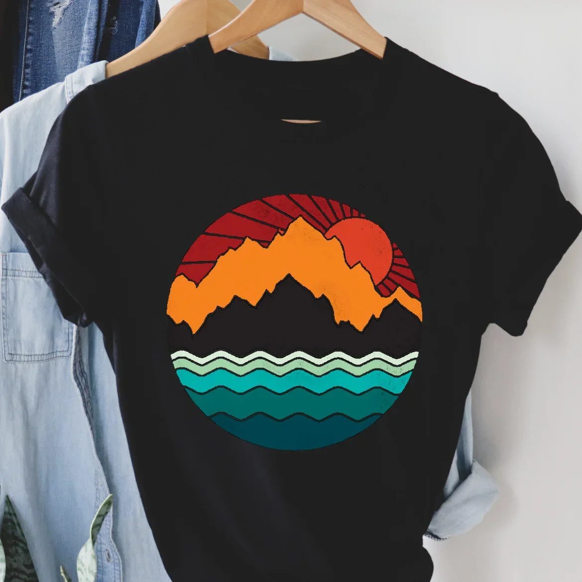 

Женская летняя футболка с новым узором, Повседневная футболка с акварельным принтом, Женская мультяшная мода, женская трикотажная футболка.