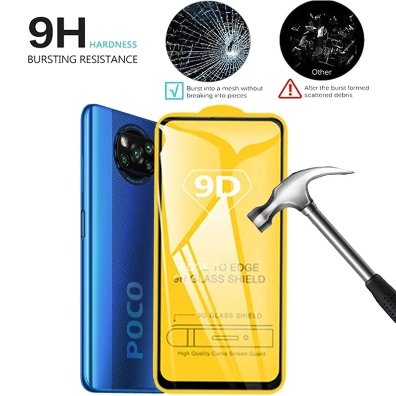9D Tempered Glass for Mi Poco X3 F3 F5 M3 M4 11T Pro Screen Protector for Xiaomi Redmi Note 12 10 9 8 11 Pro 10s 9s 9A 9C Glass