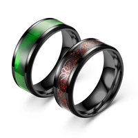 vintage mens stainless steel dragon ring inlaid red green black carbon fiber rings men couple rings jewelry viking gifts wholes