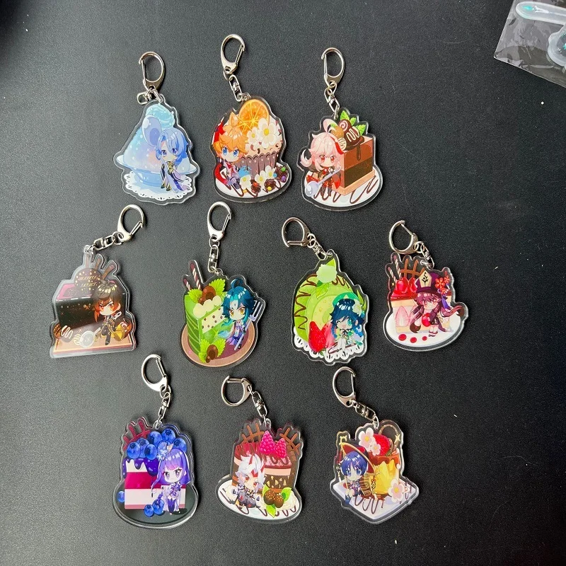 

Anime Genshin Impact Xiao Cosplay Key Chain Acrylic Figure Raiden Shogun Venti Keyrings Kaedehara Kazuha Bag Keychains Fans Gift