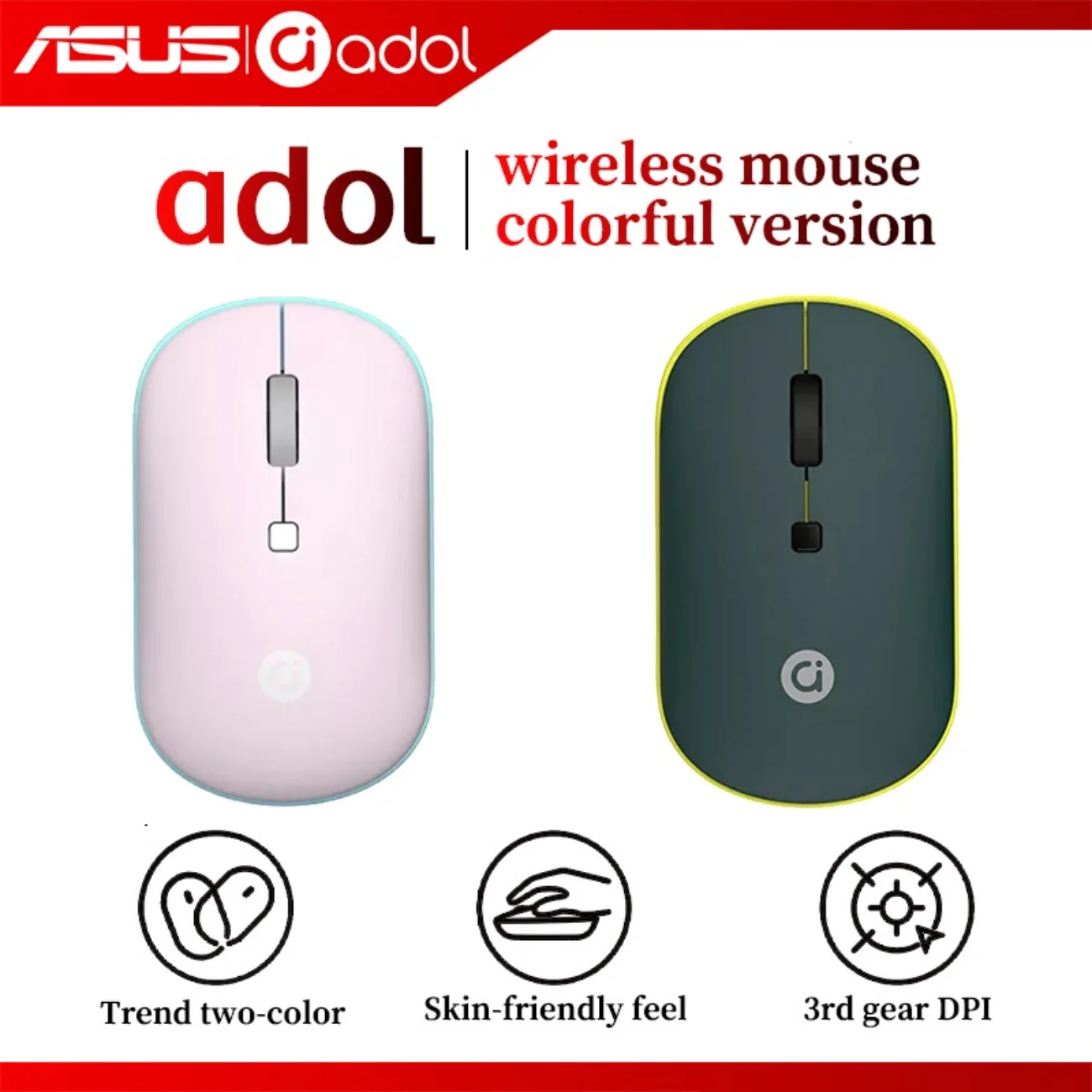 ADOL Bluetooth 2.4GHz Wireless Portable Office Mute Mouse Laptop Adjustable DPI Magnetic Ultralight 48g  Laptop Accessories