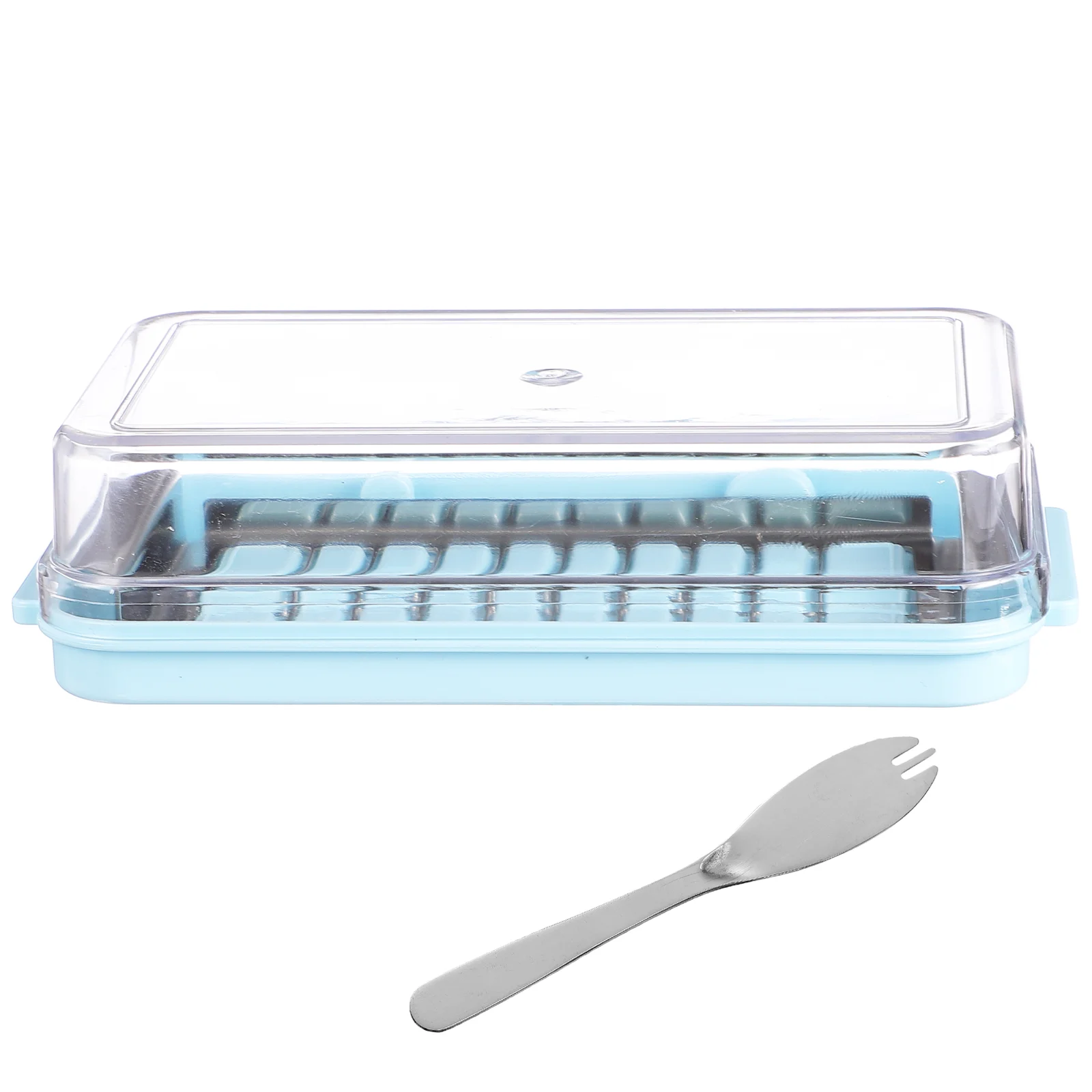 

Clear Plastic Tray Butter Crisper Boxes Container 18.5X10.3CM Household Storage Tableware Blue