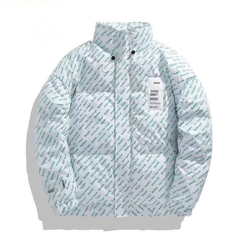 2022 Down Padded Jacket Men's Winter New Trendy Brand Hip-hop Ins Stand-up Collar Padded Jacket Thickened Warm Bread Jacket
