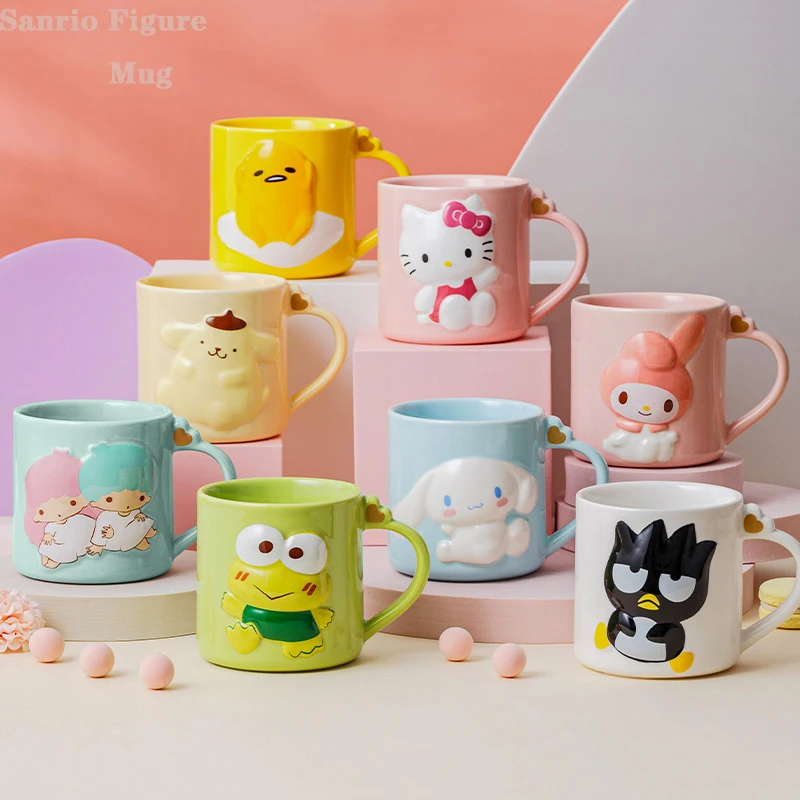 

350ML Kawaii Sanrio Accessories Kitty My Melody Cinnamonroll Mug Cute Beauty Drinking Cup Study Office Coffee Cups For Girl Gift