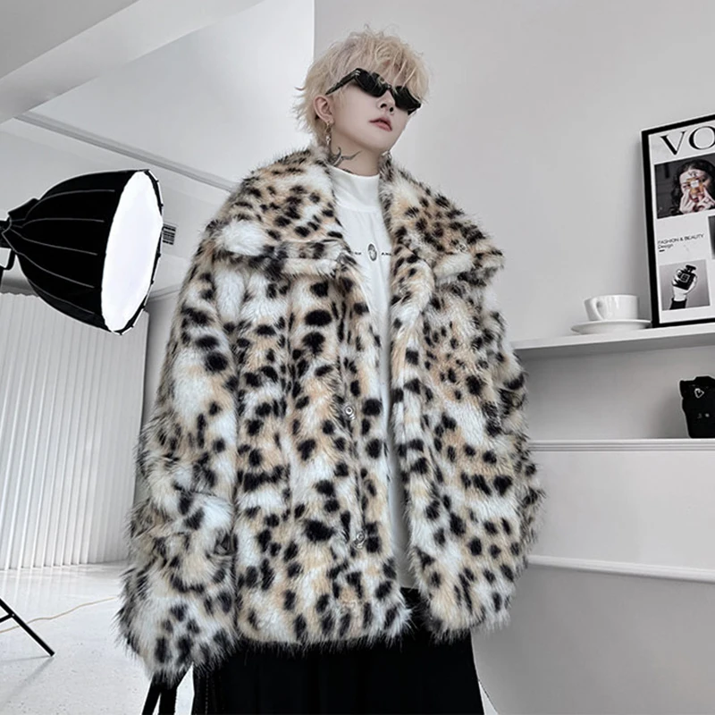 PFNW модное мужское свободное повседневное хлопковое пальто с леопардовым принтом