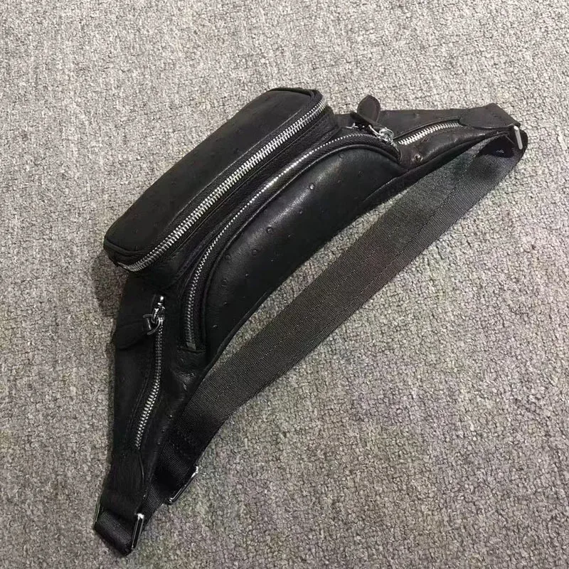 Новинка 2022 дизайнерская роскошная мужская поясная сумка из страусиной кожи