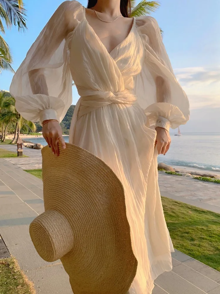 Женское плиссированное платье миди элегантное винтажное в Корейском стиле с