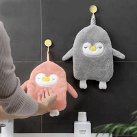 kitchen absorbent hanging type animal penguin embroidered towelette home decora coral velvet hand towel bathroom