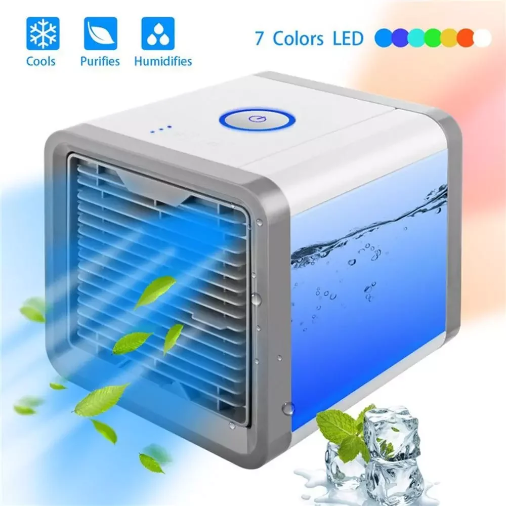 Fans 7 Lights Mini Air Conditioner Device USB Air Cooler Humidifiers Purifier Table Fan For Home Bedroom Office Refrigerating enlarge