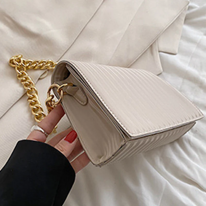 2023 Fashion Plaid Shoulder Bags Thick Chain Underarm Bags for Women Brand Designer Handbags and Purses Ladies Crossbody Bag