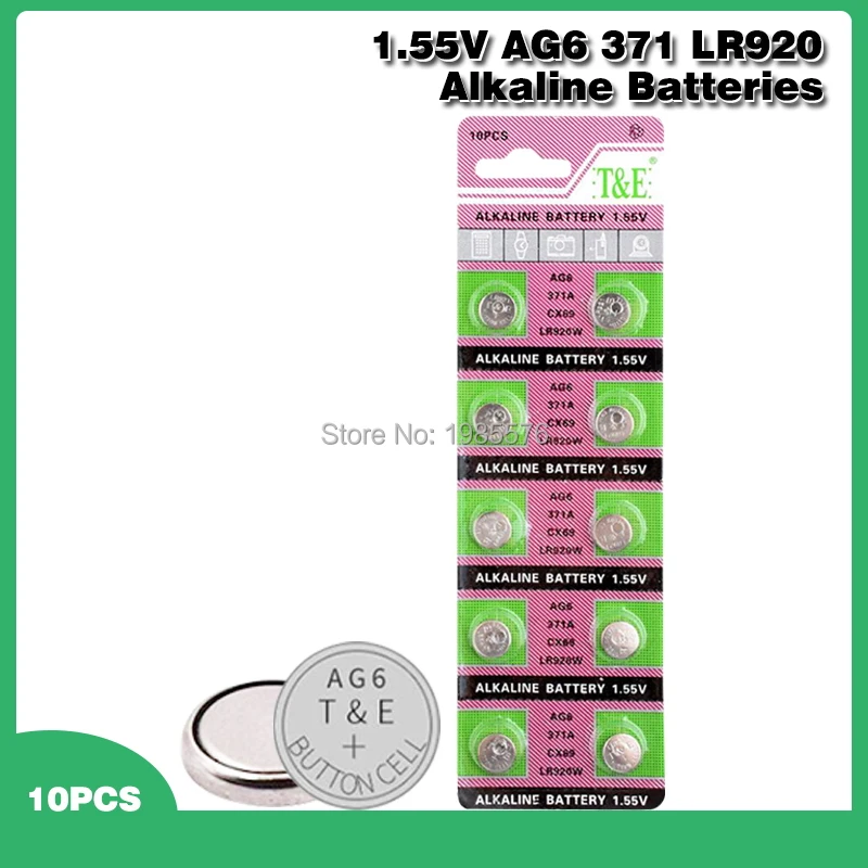 Щелочные батареи AG6 SR290SW SR920SW V371 D371 LR920SW LR921 SG6 SR69 SB-AN 280-31, 10 шт.
