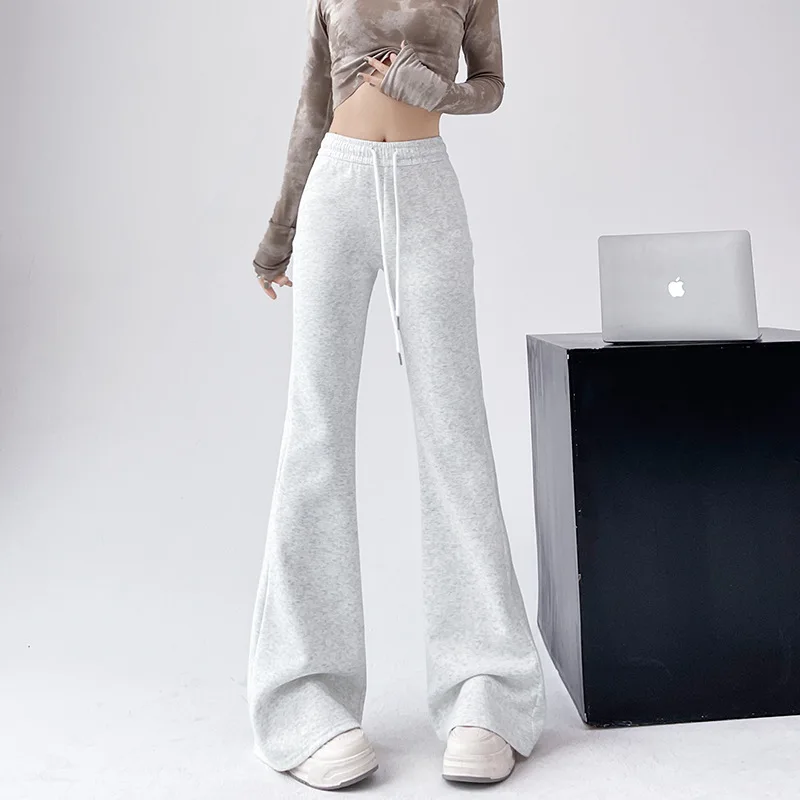 Женские длинные брюки спортивные брюки-клеш с высокой талией облегающие модные в