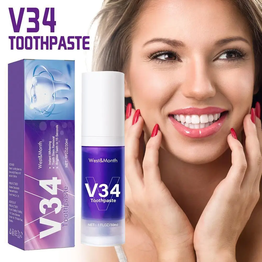 

Purple Tooth Cleansing Mousse Plaque Smoke Stains Removal Remove Odor Dental Whitening Oral Refreshing Toothpaste Men Women K4L4