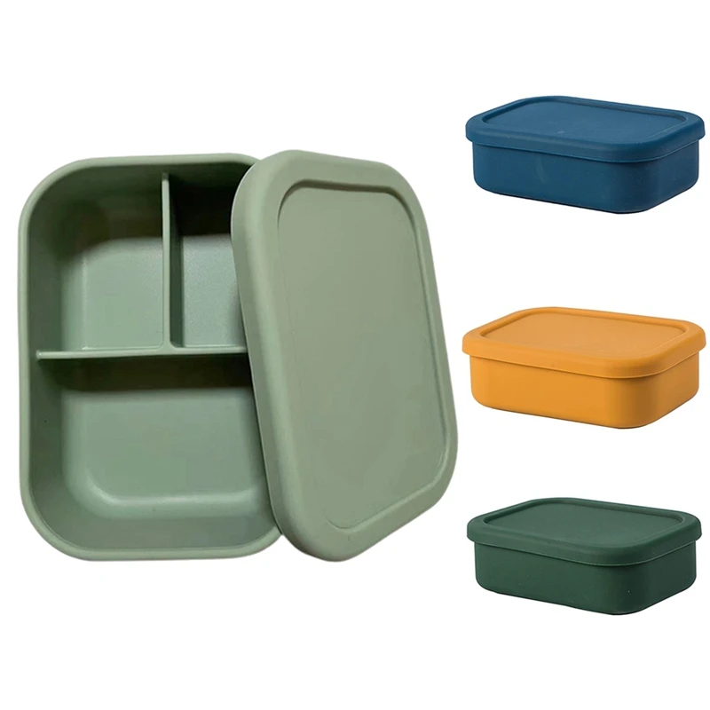 

Силиконовый Ланч-бокс с крышкой, коробка для сохранения свежести фруктов, салатов, портативная герметичная силиконовая коробка для ланча