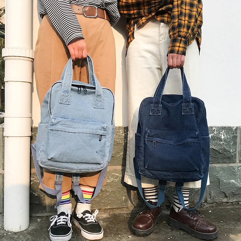 

Рюкзак женский из денима с эффектом потертости, школьный ранец из денима для подростков, Вместительная дорожная сумка для студентов